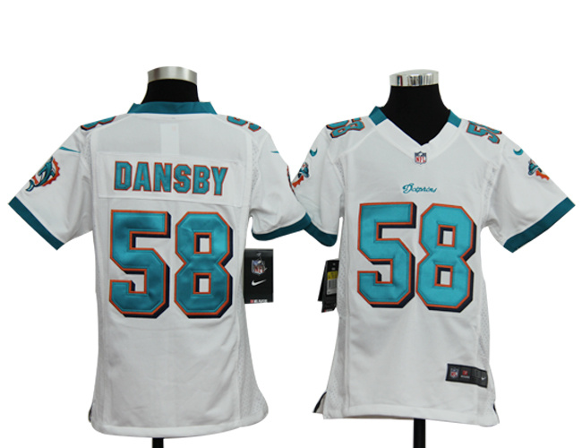youths Jerseys nike Miami Dolphins 58 Karlos Dansby white Game